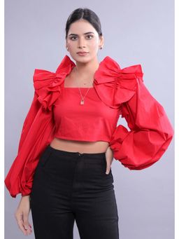 French Theory - Fitted Top with Balloon Sleeves - Red
