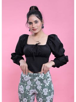 French Theory - Slim Fit Top with Puff Sleeve - Black