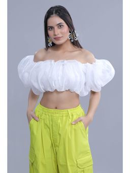 French Theory - Off-Shoulder Cloud Co-Ord Set Crop Top - White