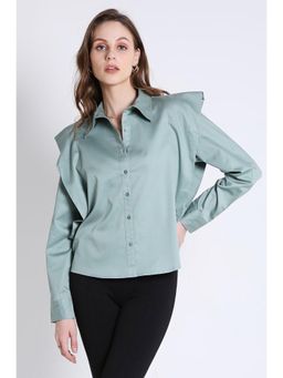 French Theory - Power Shoulder Shirt - Sage Green