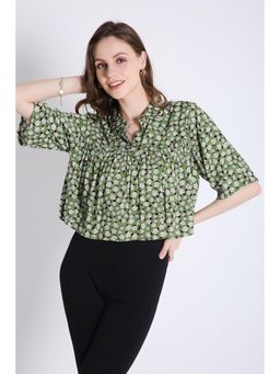 French Theory - Printed Summer Crop Shirt - Green