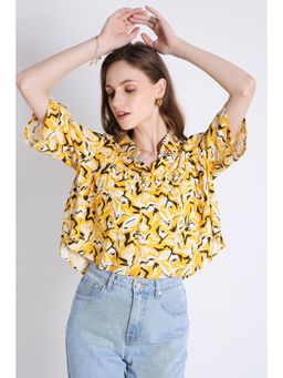 French Theory - Printed Summer Crop Shirt - Yellow
