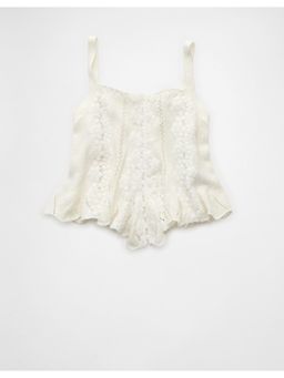 American Eagle - Women Cream Embroidered Top