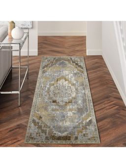 OBSESSIONS - Anti-Static Machine Made Polyester Bedside Runner, Grey & Brown (2 x 5 Feet)