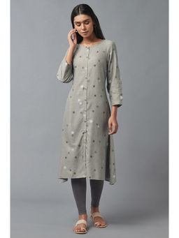 WISHFUL by W - Grey Polka Dots Kurta