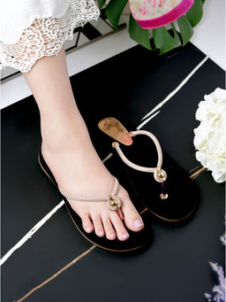 Shoetopia - Embellished Strap Rose-Gold Flats