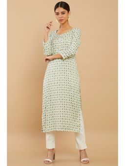 Soch - Women Off White Rayon Printed Kurta