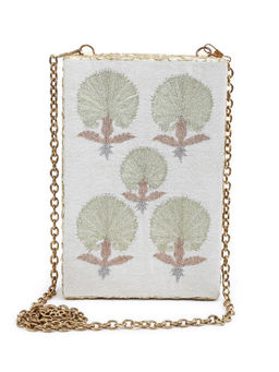 The Purple Sack - Flower Beige Boxy Clutch