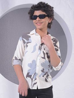 CRIMSOUNE CLUB - Boys Grey Floral Print Shirt