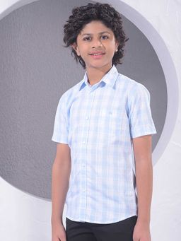 CRIMSOUNE CLUB - Boys Blue Checked 100% Cotton Shirt