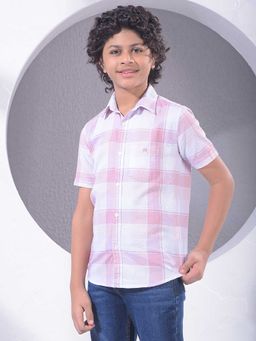 CRIMSOUNE CLUB - Boys Pink Checked 100% Cotton Shirt