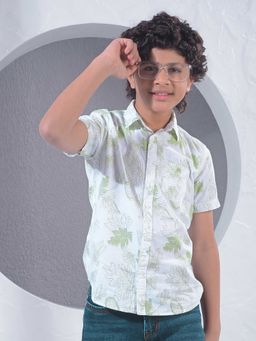 CRIMSOUNE CLUB - Boys Green Floral Print Shirt