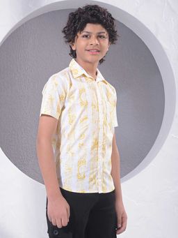 CRIMSOUNE CLUB - Boys Yellow Paisley Print 100% Cotton Shirt