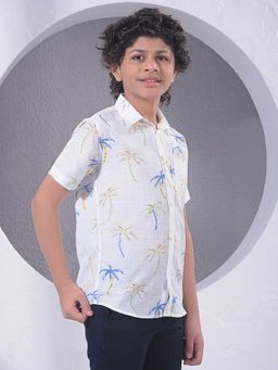 CRIMSOUNE CLUB - Boys White Floral Print Shirt