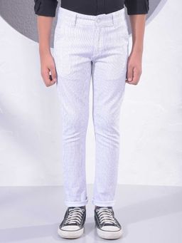 CRIMSOUNE CLUB - Boys White Vertical Stripes Trouser