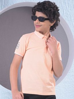 CRIMSOUNE CLUB - Boys Peach Polo T-Shirt