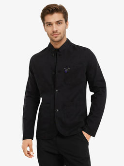 Rare Rabbit - Bastein Black Plain Relaxed Fit Jacket