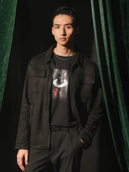 Rare Rabbit - Baxo Black Plain Regular Fit Jacket