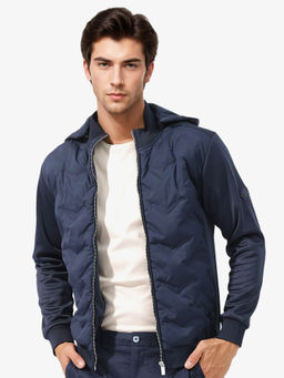 Rare Rabbit - Bonita Navy Blue Plain Regular Fit Jacket