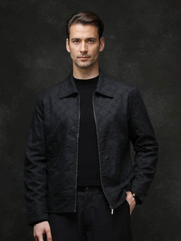 Rare Rabbit - Canyo Black Embroidered Relaxed Fit Jacket