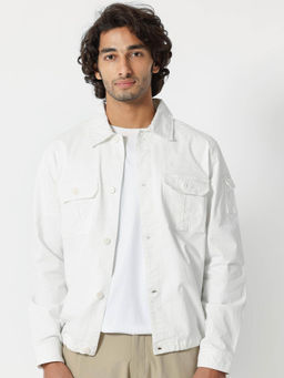 Rare Rabbit - Cedro White Plain Regular Fit Jacket