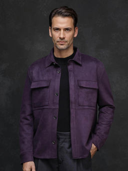 Rare Rabbit - Delk-2 Dark Purple Plain Regular Fit Jacket