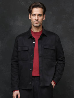 Rare Rabbit - Delk-2 Black Plain Regular Fit Jacket