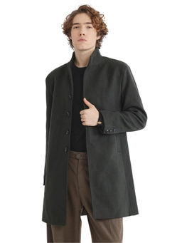 Rare Rabbit - Dune-2 Olive Plain Relaxed Fit Coat
