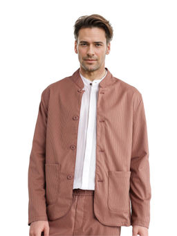 Rare Rabbit - Glewt Rust Striped Regular Fit Jacket