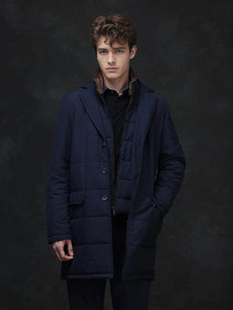 Rare Rabbit - Karlo Navy Blue Plain Regular Fit Jacket