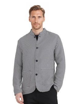 Rare Rabbit - Kinghound Navy Blue Houndstooth Print Regular Fit Jacket