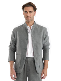 Rare Rabbit - Kolo Dark Green Plain Regular Fit Shacket