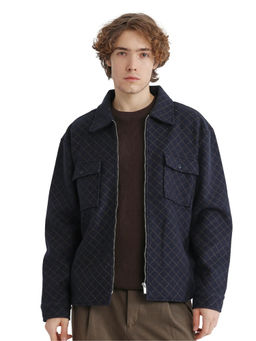 Rare Rabbit - Lybro Navy Blue Monogram Print Regular Fit Jacket