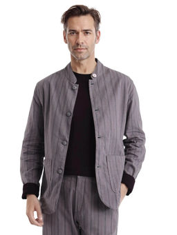 Rare Rabbit - Miler Dusky Grey Striped Regular Fit Jacket