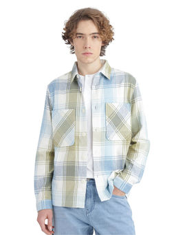 Rare Rabbit - Netsk Blue Checked Regular Fit Shacket