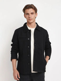 Rare Rabbit - Nio Black Plain Regular Fit Jacket