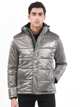 Rare Rabbit - Osad Dark Grey Plain Relaxed Fit Jacket