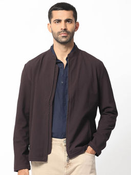 Rare Rabbit - Rion Dark Brown Plain Regular Fit Jacket