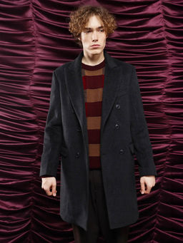 Rare Rabbit - Spartan Black Plain Relaxed Fit Coat