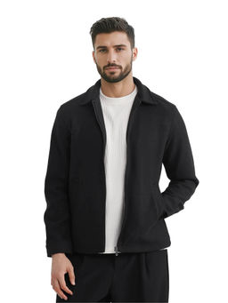 Rare Rabbit - Tweeder-2 Black Plain Relaxed Fit Jacket