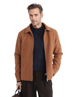 Rare Rabbit - Tweeder-2 Brown Plain Relaxed Fit Jacket