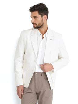 Rare Rabbit - Zalfo Off White Plain Regular Fit Blazer