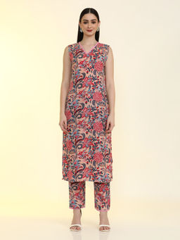 Jaipur Kurti - Women Multi-Color Floral Regular Fit Kurta with Pant (Set of 2)