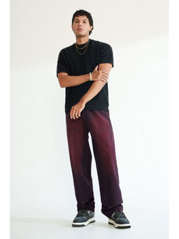 FREAKINS - Men Maroon Solid Loose Fit Jeans