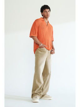 FREAKINS - Men Cream Solid Loose Fit Jeans