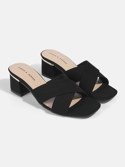 Lemon & Pepper - Black Fancy Block Heel Sandals