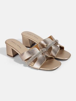 Lemon & Pepper - Gold Fancy Block Heel Sandals