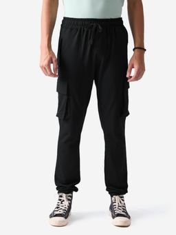 The Souled Store - Solids: Black Cargo Joggers For Mens