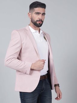 Cantabil - Men Pink Double Breasted Solid Blazer