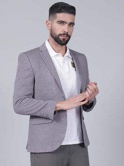 Cantabil - Men Grey Double Breasted Solid Blazer